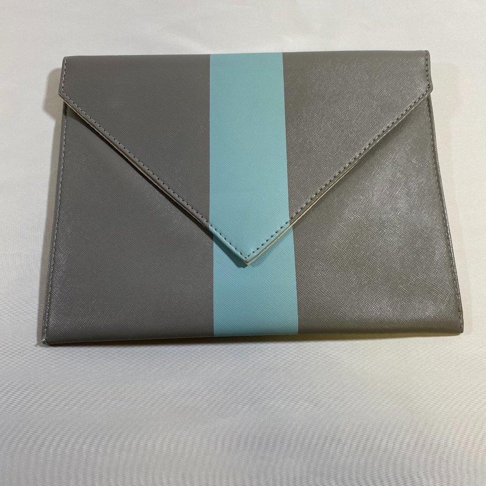 The Royal Standard Envelop Clutch Style Gray and Aquamarine Blue